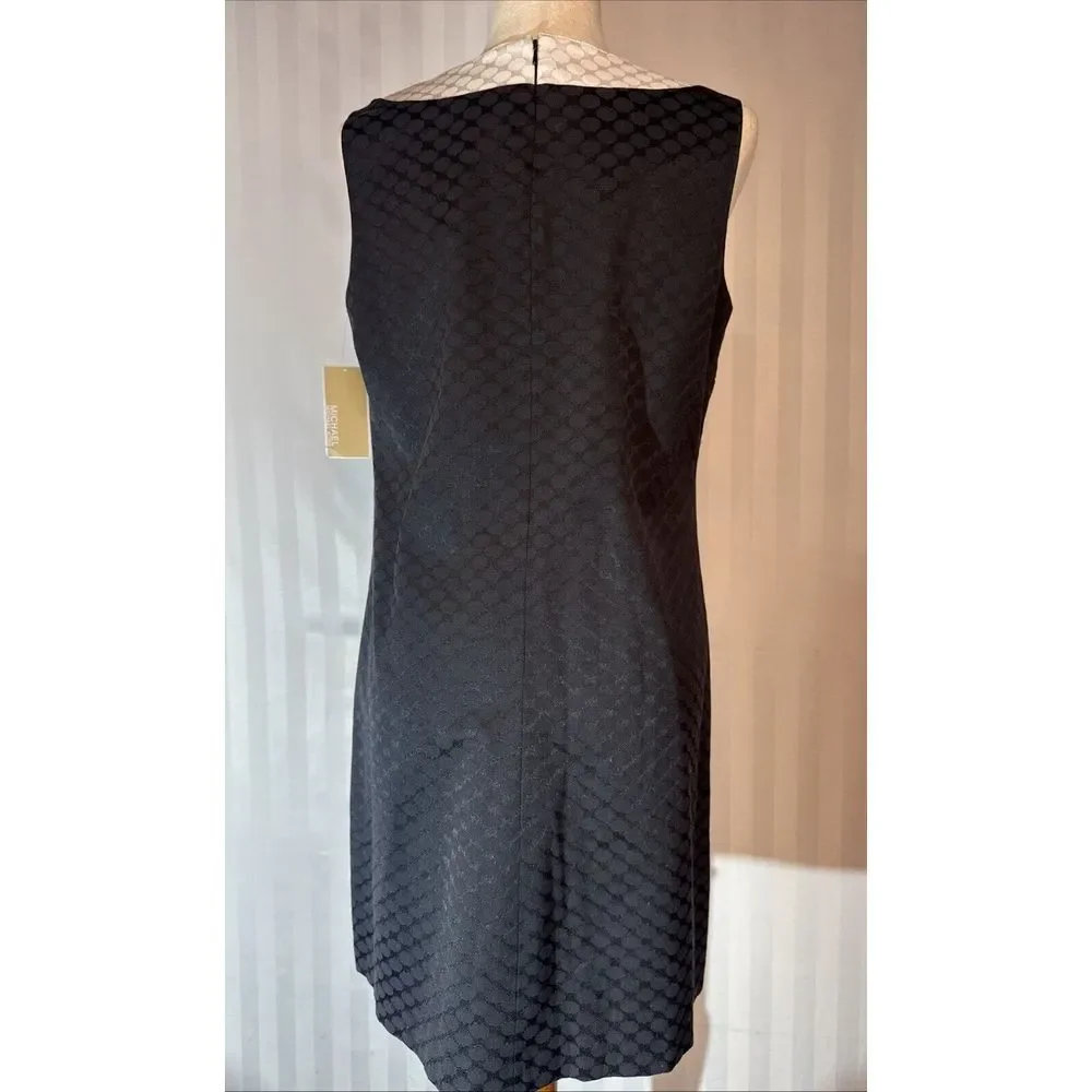 Michael Kors Dress Black Sheath White Trim Women's 10 Mini Short Retro 60s Style